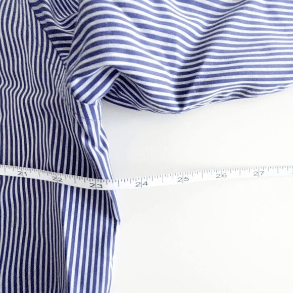 Calvin Klein Men's Slim Fit Non Iron Shirt Long Sleeve Pinstripes Blue Size 17 - Picture 7 of 8